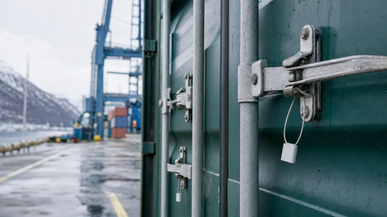Stablede fraktcontainere ved en norsk kai, klare for fortolling av varer fra Kina og EU.